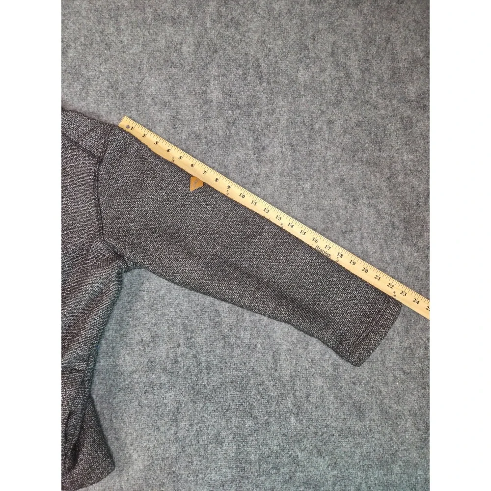 Orvis Quarter Zip Pullover Mens L Grey Sherpa Lined Textured Knit Sweater